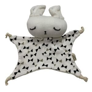 WEE GALLERY Cuddle Bunny Bow Tie Lovie Stuffed Animal White Black Tan Minimalist